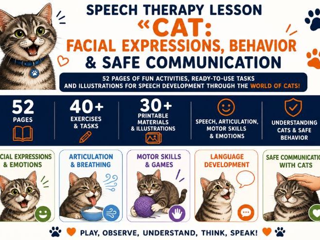 Speech Therapy Lesson “Cat: Facial Expressions, Behavior & Safe Interaction”