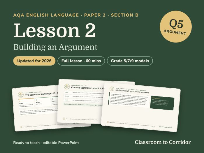 AQA GCSE English Language Paper 2 Section B Lesson 2: Question 5, Building an Argument (Update 2026