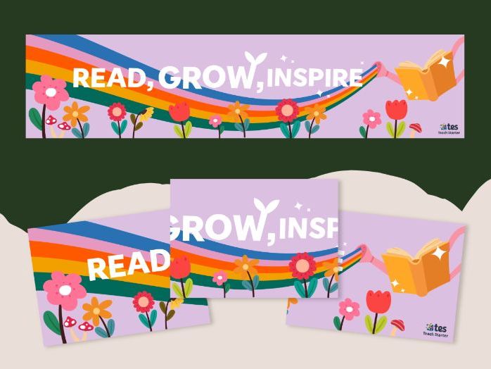 Reading display banner - read, grow, inspire