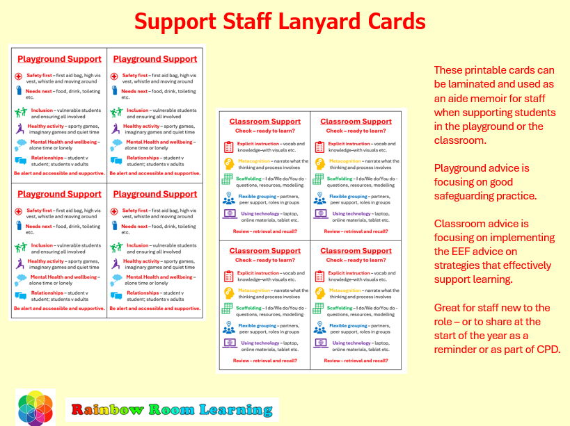 Support staff lanyard card printable