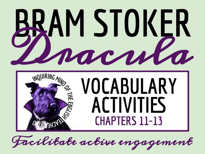 Dracula Chapters 11, 12, and 13 Vocabulary Worksheet, Crossword Puzzle, and Word Search