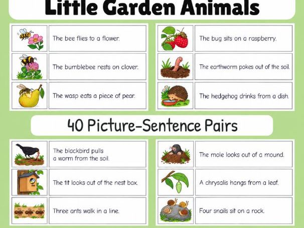 Little Garden Animals | First Sentences | Grades 1-2