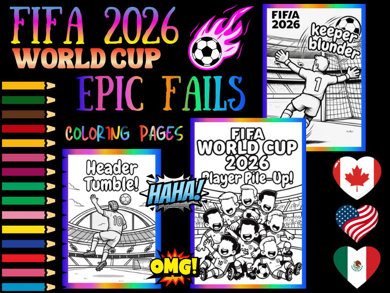 FIFA World Cup 2026 Epic Fails Coloring Pages | Funny Soccer Printables for Kids
