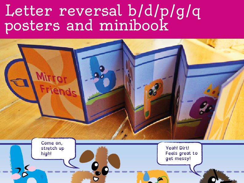 Letter reversal b / d / p / g / q posters and minibook