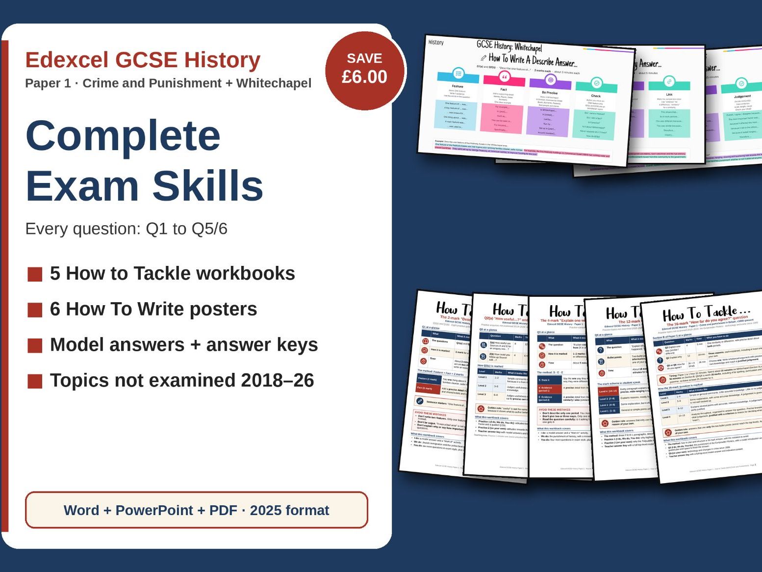 Edexcel GCSE Crime & Punishment/Whitechapel Exam Skills Bundle - with posters