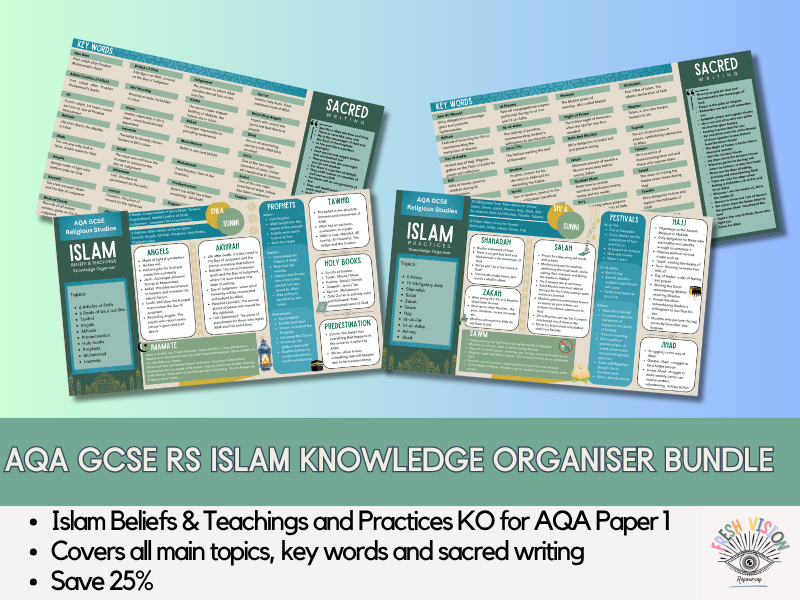 AQA GCSE RS Islam Knowledge Organiser Bundle- Save 25%