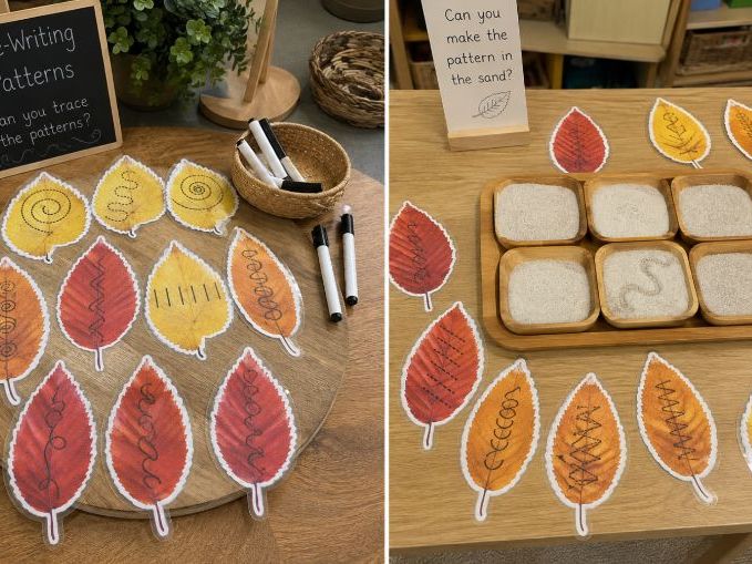 Autumn Leaf Pre-Writing Pattern Tracing Cards | Fine Motor Skills EYFS
