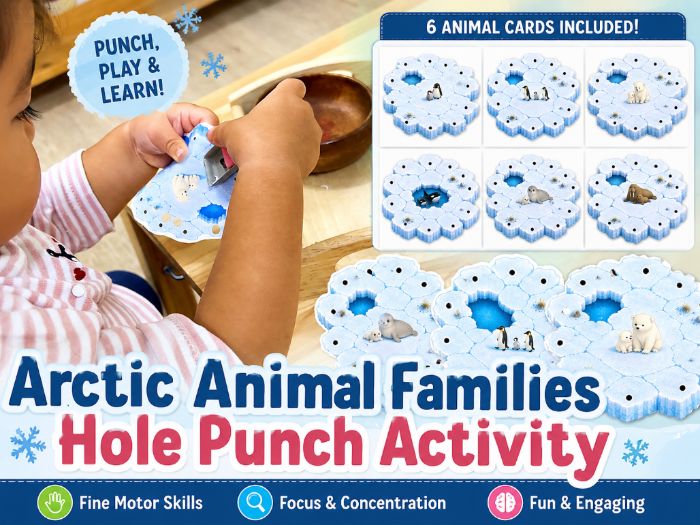 Arctic Animal Families Hole Punch Activity | Seal, Orca, Polar Bear, Penguin & Walrus