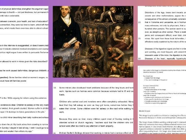 KS3/Common Entrance Britain and Empire/GCSE AQA - Sadler Report on Conditions in Mines Lesson