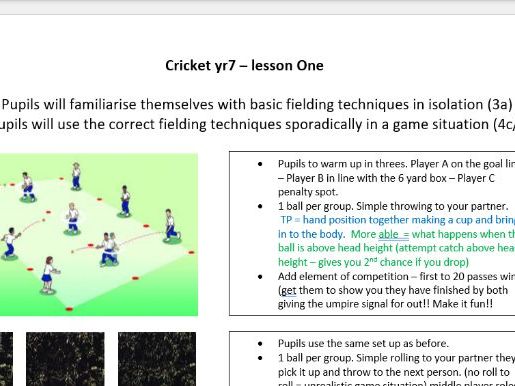 Year 7 Cricket lesson plans