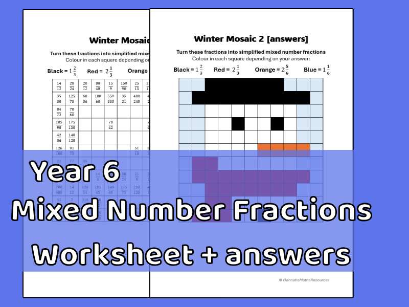 Year 6 Mixed Number Fractions Winter Mosaic