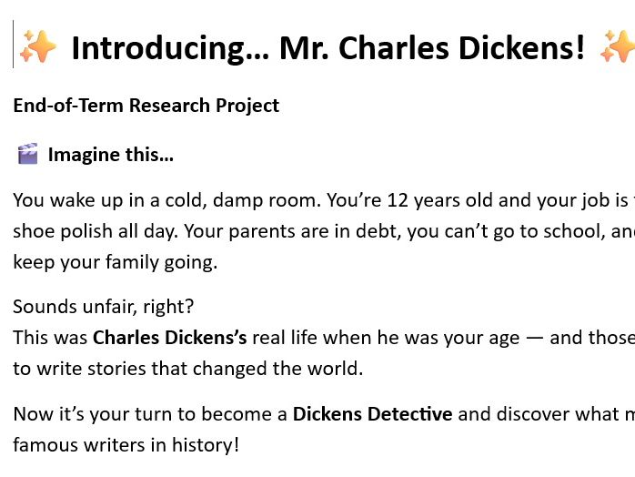 Charles Dickens Research Project
