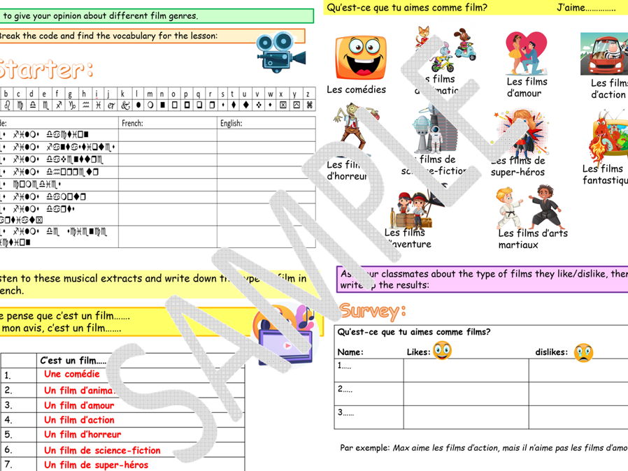 French: types of films - loosely based on Dynamo 2 Module 3