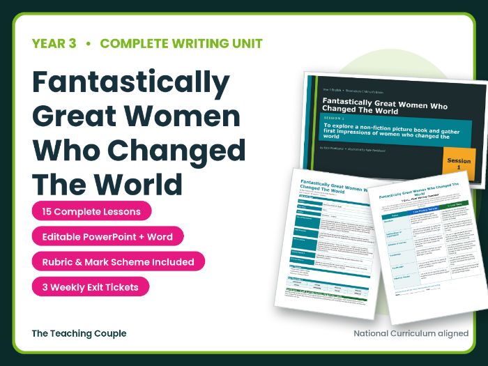 Fantastically Great Women Who Changed The World | Year 3 English Unit | 15 Complete Lessons