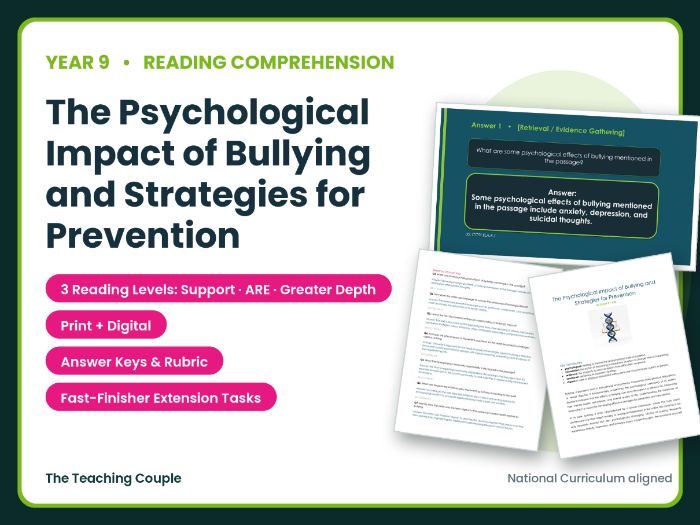 The Effects of Bullying on Mental Health | Comprehension | Year 9