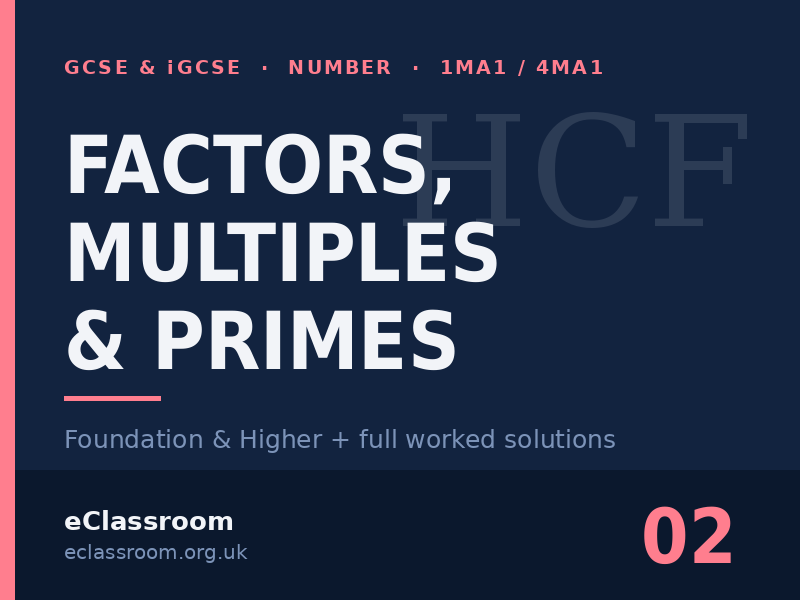 GCSE & iGCSE Factors, Multiples & Primes worksheet