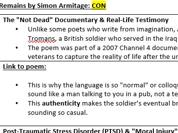 WJEC Poetry 2027 Remains Historical Context revision sheet