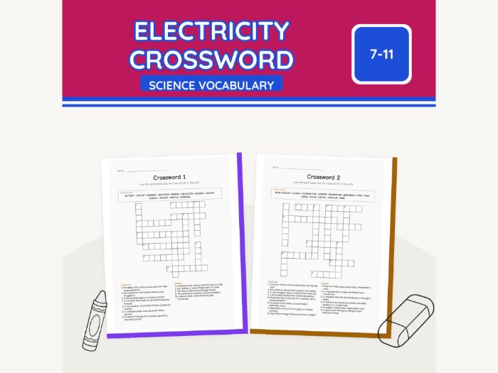 Electricity Crossword KS2 Science | 9 Sheets