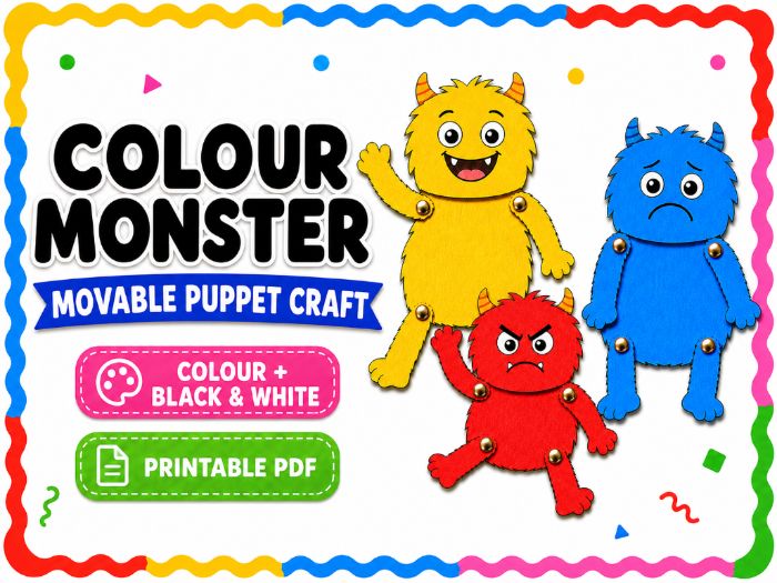 Colour Monster Movable Puppet Craft
