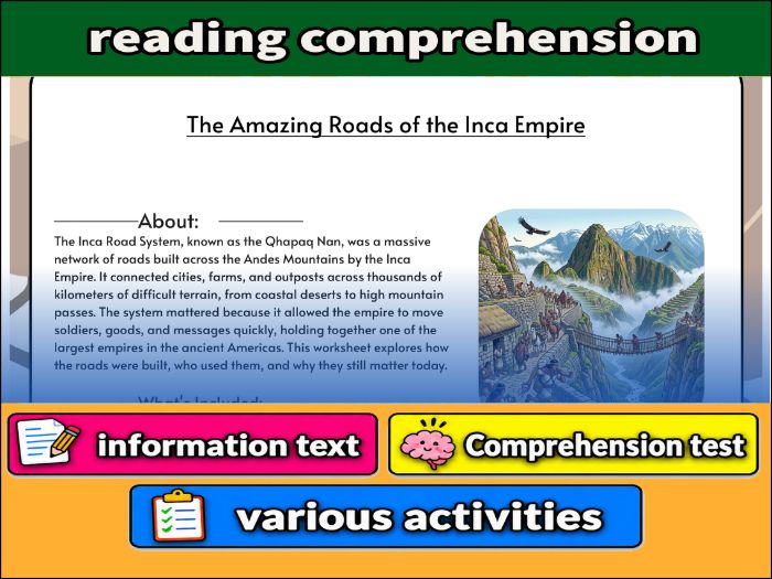 The Amazing Roads of the Inca Empire & Comprehension Test