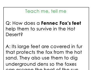 KS3 Geog Oracy Animal Adaptations Hot Desert Teach me, Tell me