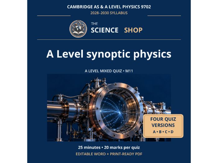 A Level synoptic physics | Cambridge A Physics 9702 | 4 Revision Quizzes