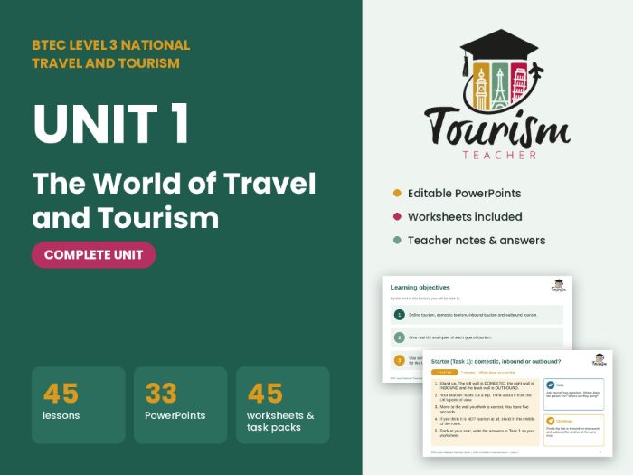 BTEC Level 3 Travel and Tourism Unit 1: The World of Travel and Tourism – Complete Unit
