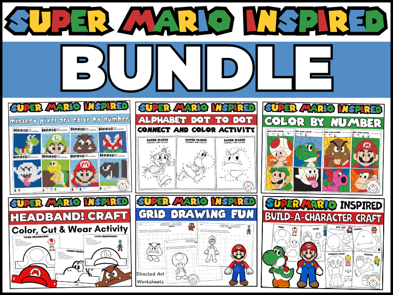 Super Mario Bundle | 6 Activities | Crafts, Color & Math and More