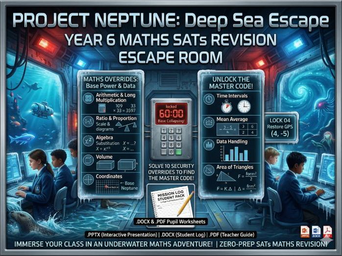 Year 6 Maths SATs Revision Escape Room - Project Neptune