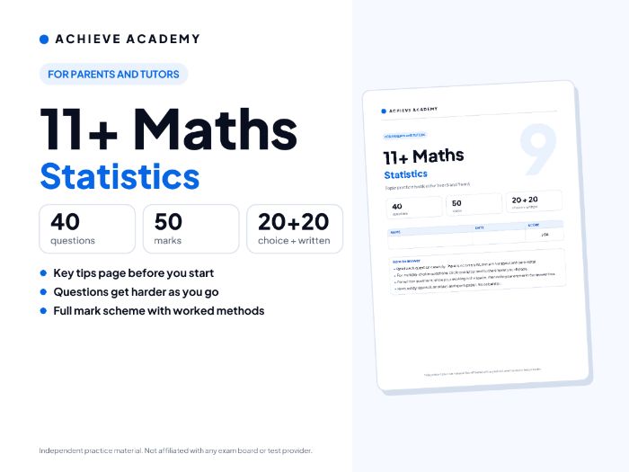 11+ Maths Topic Booklet: Statistics – Year 5/6 Practice with Mark Scheme