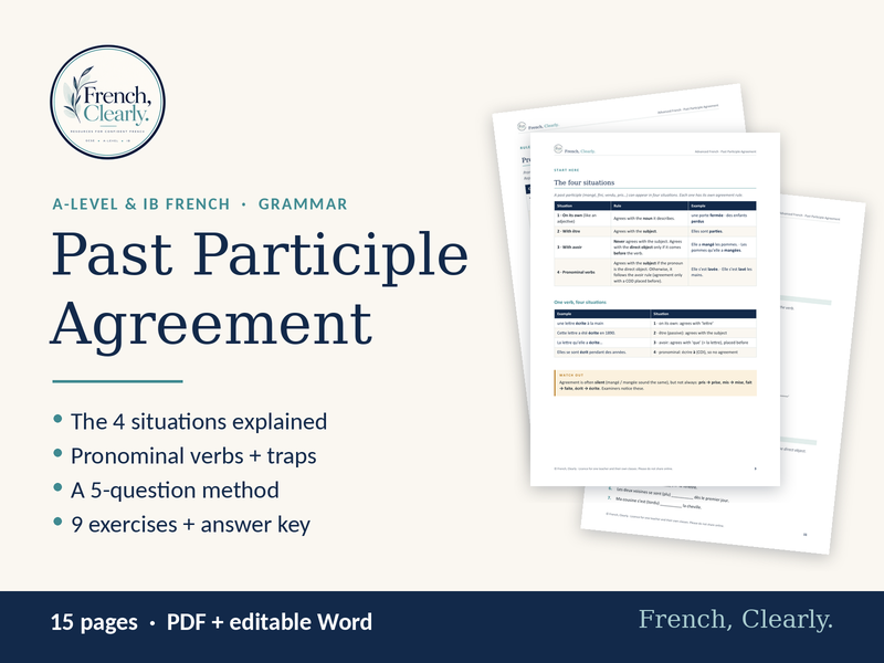 French Past Participle Agreement | A-Level & IB | 8 Exercises + Answers