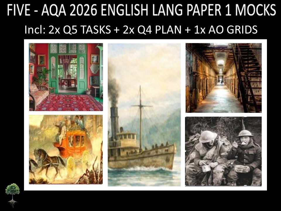 FIVE - AQA PAPER 1 | 2026 FULL MOCKS | Q5 TASKS | Q4 PLAN | AO GRIDS