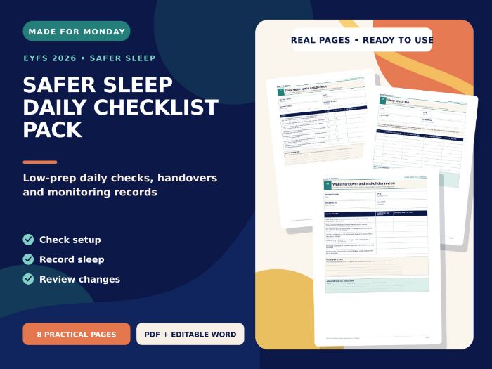 Safer Sleep Daily Checklist Pack - EYFS 2026