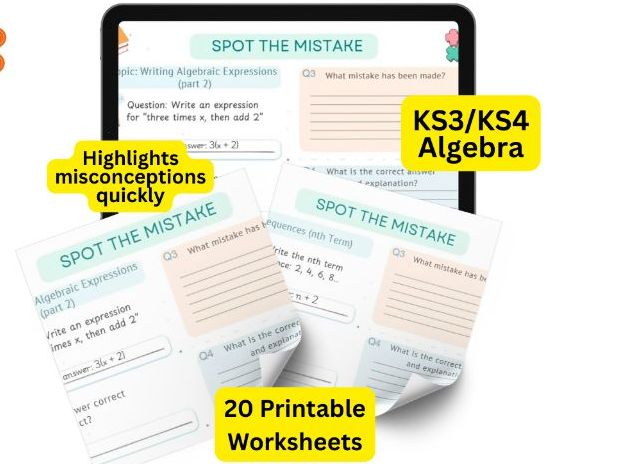 KS3 Algebra Spot the Mistake | 20 Reasoning & Misconception Questions