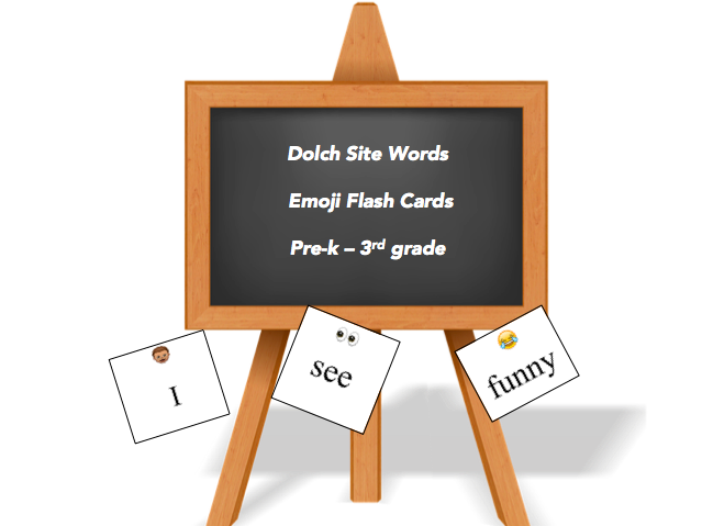 Emoji Dolch Site Word Flashcards (pre-primer-3rd grade)