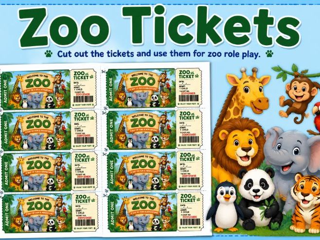 Zoo Tickets – Classroom Role Play Resource