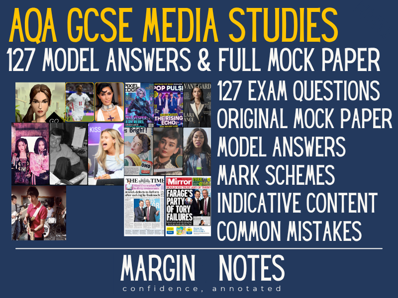 AQA GCSE Media Studies (8572) COMPLETE Model Answer Pack | 127 Exam Questions + Full Mock Paper