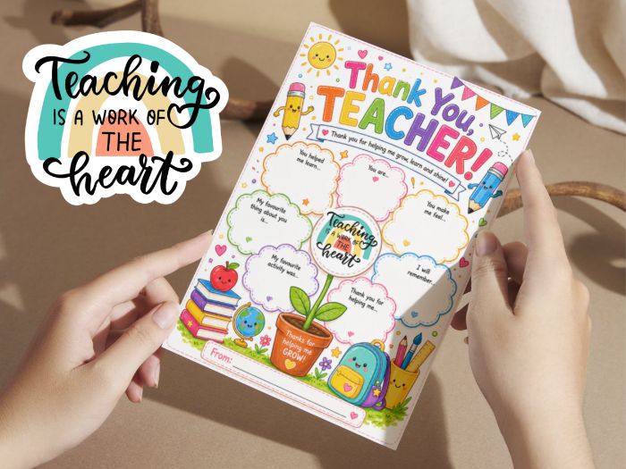 Thank You, Teacher! Flower Reflection Worksheet
