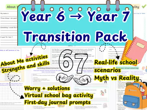 Year 6 → Year 7 Transition Pack - worksheets + activities workbook