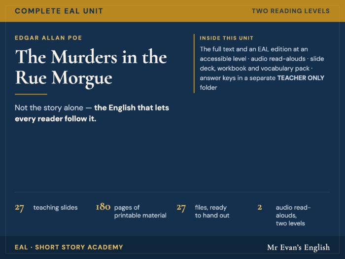 Edgar Allan Poe: The Murders in the Rue Morgue — Complete EAL Unit