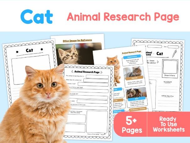 Cat Animal Research Project | Science Worksheets for Kids