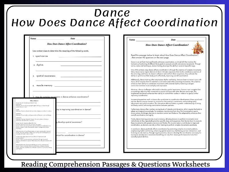 How Does Dance Affect Coordination Reading Comprehension Passages & Questions Worksheets