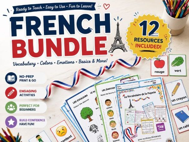 Comprehensive French Vocabulary BUNDLE | Core French Flashcards & Worksheets