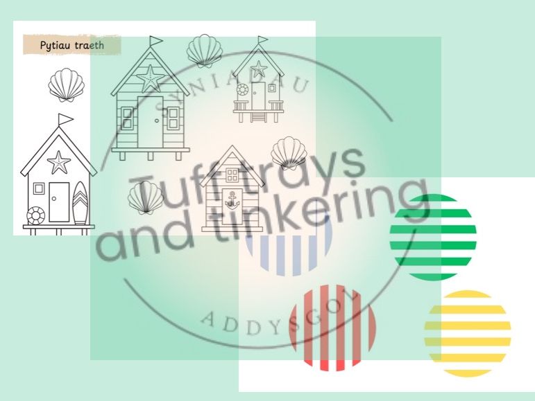 Pytiau traeth beach huts Curriculum for Wales Early Years PS1 addysg Cymraeg