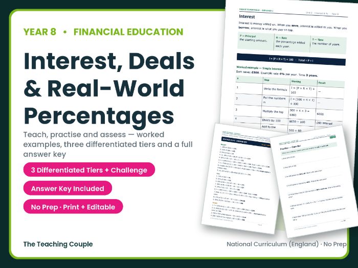 Year 8 Simple Interest & Percentages | KS3 Maths & Finance