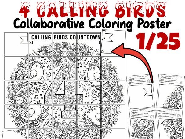 4 Calling Birds Collaborative Poster | 12 Days of Christmas Forest Art