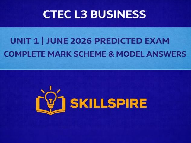 CTEC L3 Business Unit 1 | JUNE 2026 Predicted Exam + Mark Scheme + Teacher PowerPoint Slides
