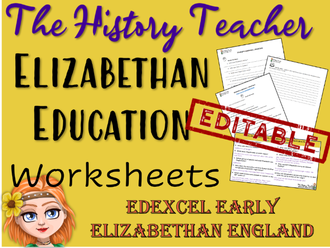 Elizabethan Education - Editable Worksheets