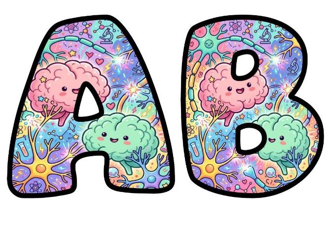 Brain and Neurons Bubble Letters | Science Topic Bulletin Board Letters | Classroom Display Pack