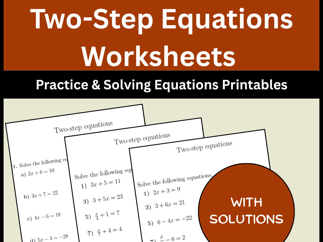 Two-Step Equations Worksheets Practice & Solving Equations Printables
